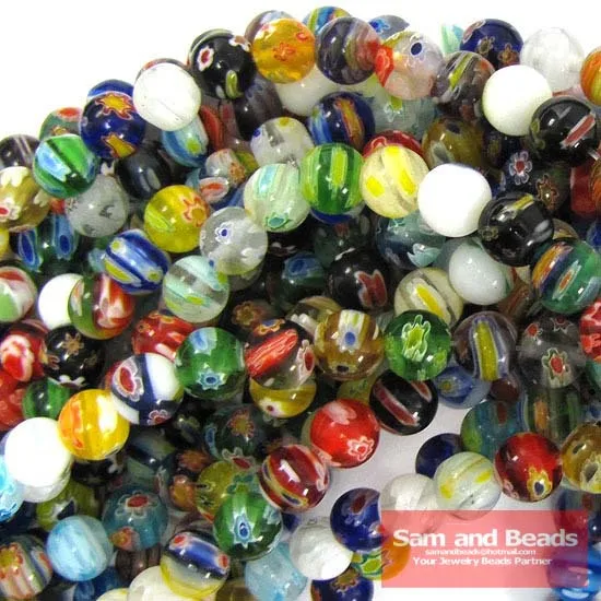 Бесплатная доставка 48 шт./лот 8 мм разные цвета цветы лэмпворк стеклянные бусины