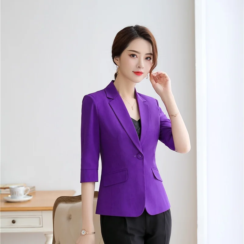 Женский деловой пиджак с коротким рукавом Офисная верхняя одежда весна лето