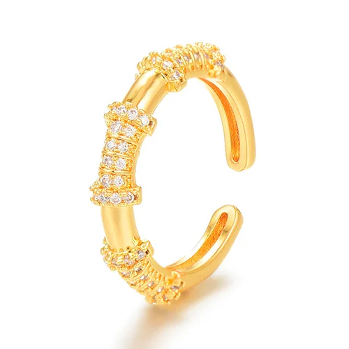 Gold Ring GODKI бамбуковый узел роскошный сверкающий Полный AAA кубический цирконий геометрический дизайн для женщин браслет и кольцо набор ювелирных изделий - Окраска металла: Gold Ring