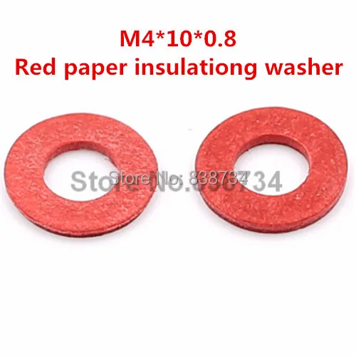 

1000pcs m4*10*0.8 flat red paper m4 insulating washer for computer accessories