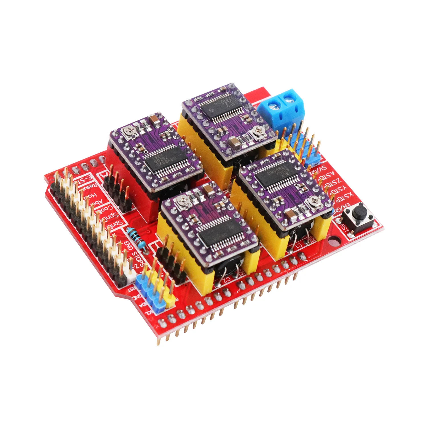 Плата с ЧПУ щит V3 + R3 плата 4 шт. Драйвер шагового двигателя DRV8825 радиатором для Arduino