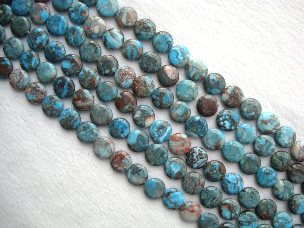 Натуральный Синий мексиканский сумасшедший Агат плоская монета/круглые 17 мм