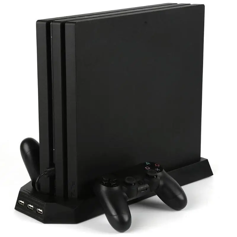 4 в 1 вертикальная подставка с охлаждающим вентилятором для Playstation 4 Pro игровой консоли охладитель USB HUB Подставка для зарядки Зарядное устройство Порты и разъёмы для PS4 Pro игры для ps4