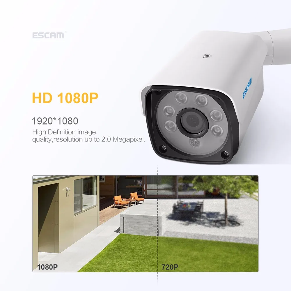 ESCAM QH002 HD 1080P IP камера Onvif H.265 P2P наружная IP66 Водонепроницаемая IR Bullet с функцией