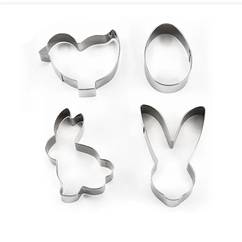 4 шт. 3D резак для печенья из нержавеющей стали Пасхальный кролик сделай сам