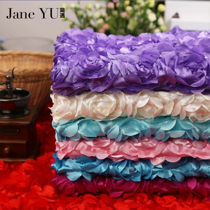 

JaneYU 2019 stereo rose fabric for sewing /3D flower /wedding carpet cloth/hollow out dress wedding dress fabric,One piece=1yard
