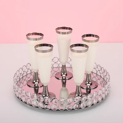 Круглый зеркальный поднос с хрустальными краями тарелка для кекса/поддон приёма