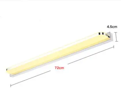 white light L72CM Светодиодный настенный светильник, зеркало для ванной, передние светильники 42 см 52 см 62 см 72 см, современные настенные бра, Современное Внутреннее освещение lw48452 - Цвет абажура: white light L72CM