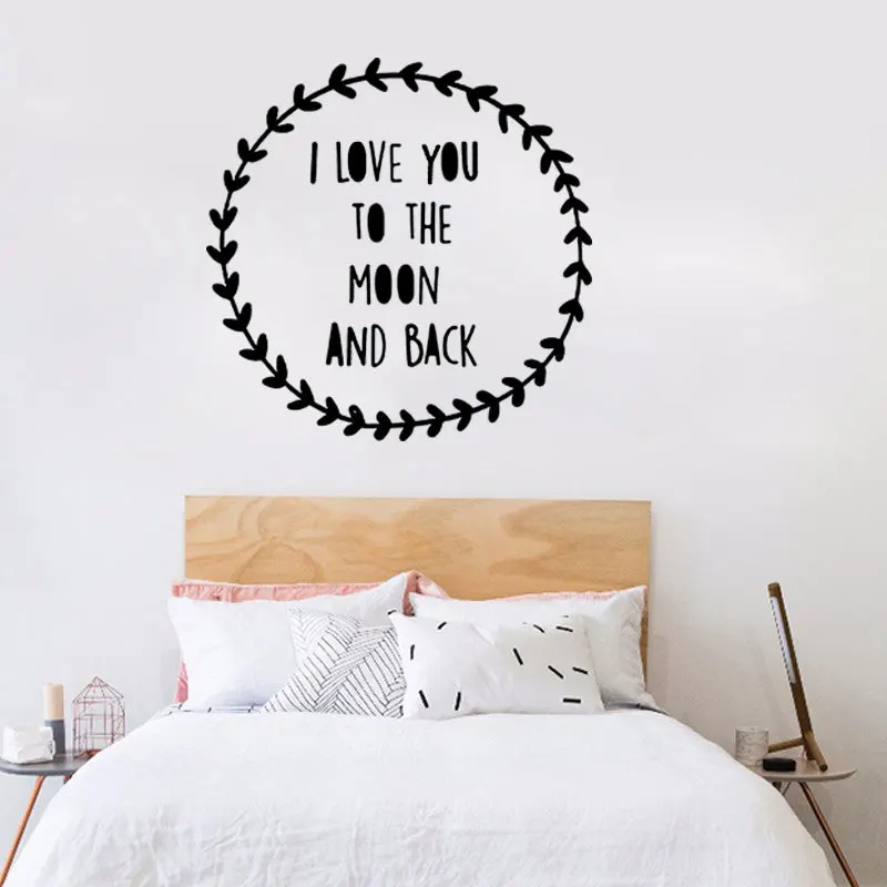 Наклейка на стену I Love You To The Moon со съемным минималистичным дизайном