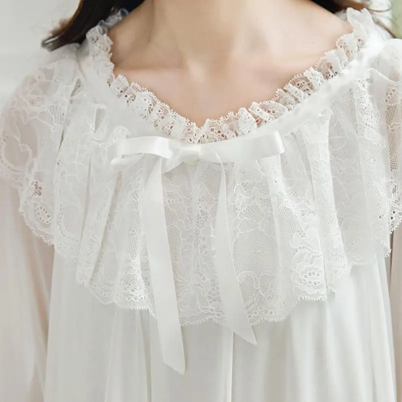 Длинная хлопчатобумажная ночная рубашка принцессы сна Lounge Для женщин Белый дом