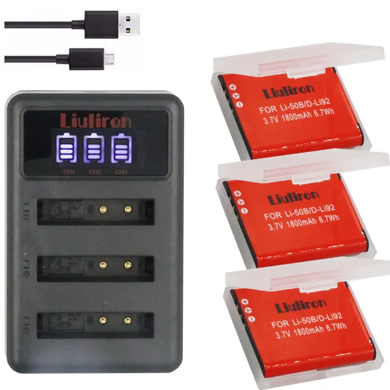 charger and 3battery Li50b Li-50B LI50B li ion аккумулятор 50B Батарея+ ЖК дисплей Зарядное устройство для цифровой камеры OLYMPUS SP 810 800UZ u6010 u6020 u9010 SZ14 SZ16 D755 u1010 SZ30 SZ20 XZ-1 - Цвет: charger and 3battery