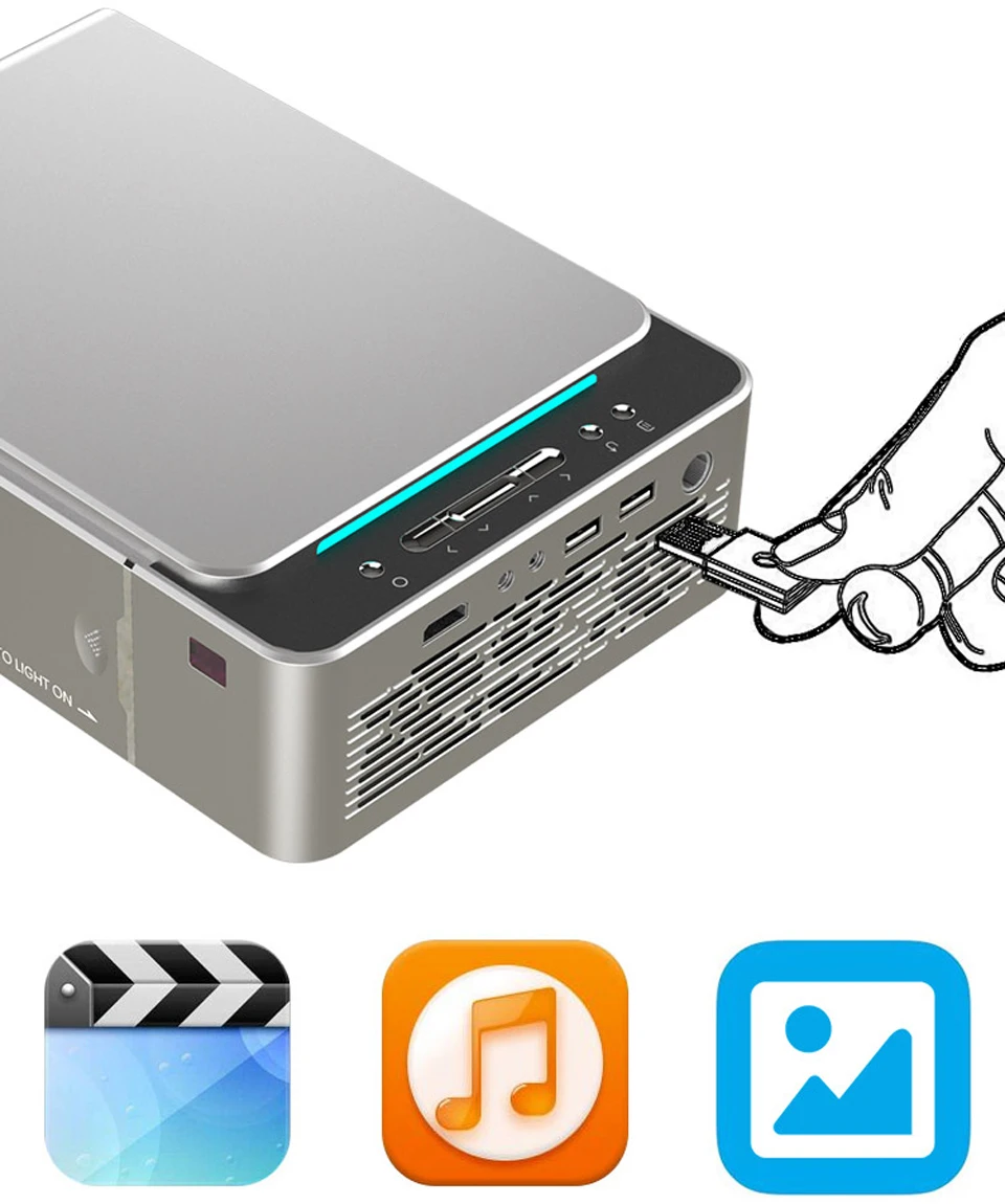 WZATCO T6 Android 9,0 wifi дополнительно 3000 люмен 720p HD Портативный светодиодный проектор HDMI Поддержка 4K 1080p проектор для домашнего кинотеатра