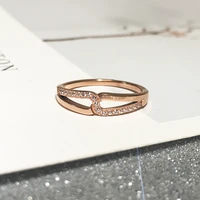 yun ruo new arrival fashion chic cross zircon ring rose gold color woman gift titanium steel jewelry never fade drop shipping