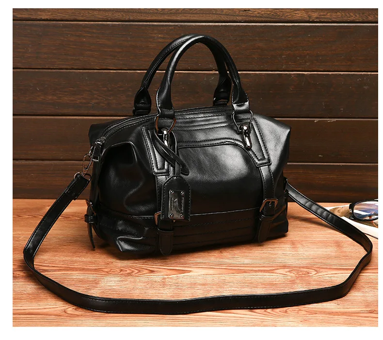Винтаж Pu кожаный мешок Бостон качество чудаковатый Tote Chic Креста тела сумка