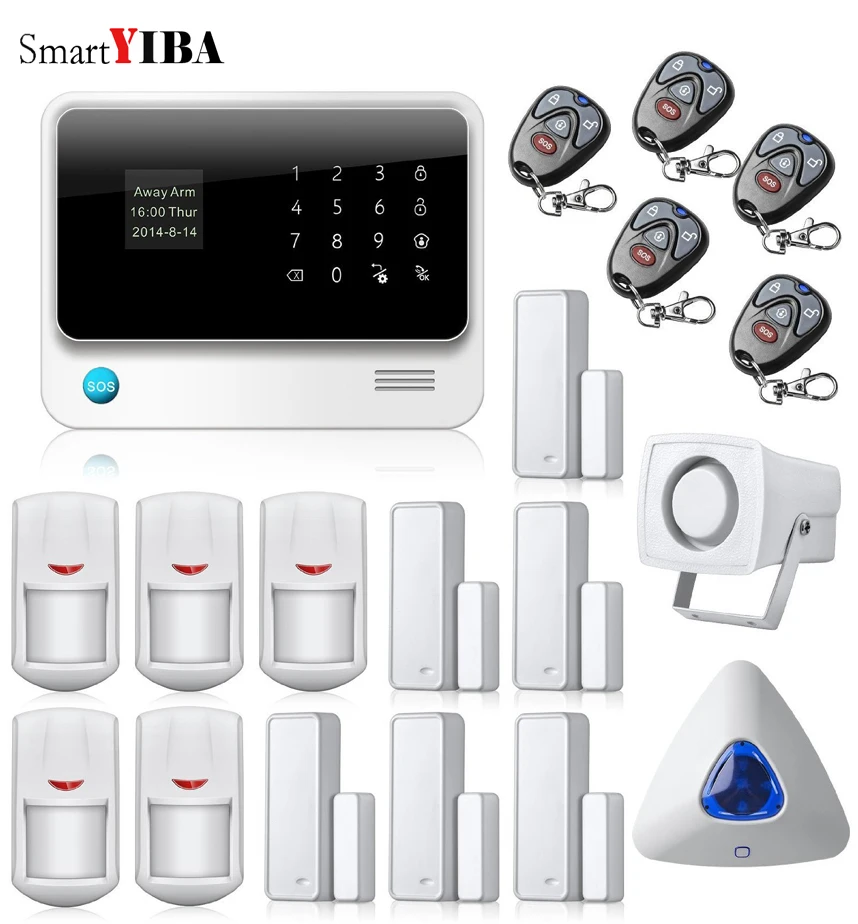 SmartYIBA Wireless WIFI GSM Alarm System PIR Detector Door Sensor 8 Wire Zone GPRS SMS Home Security | Безопасность и защита