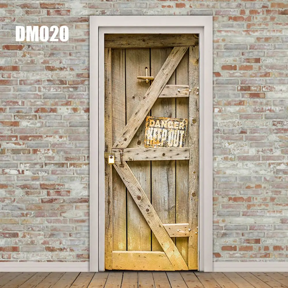3D наклейка на дверь, лес, Настенная роспись, Арт, зеленое дерево, Сцепной мост, обои, плакат, наклейка s, самоклеющиеся, съемные, домашние, дверные наклейки - Цвет: door stickers DM020