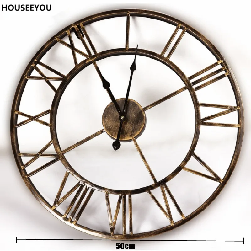 Винтажные 3D большие настенные часы кованые домашний декор простое ремесло для