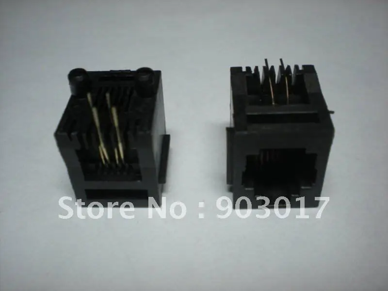 Черный 6P4C с фланцевым верхним входом Модульная сеть гнездовой разъем печатной