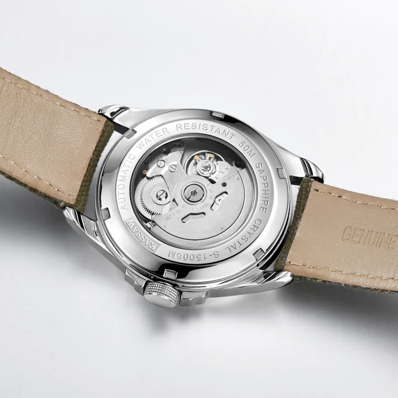 Мужские часы KASSAW в стиле милитари светящиеся автоматические механические с