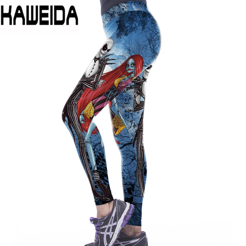 Хэллоуин Джек Скеллингтон леггинсы женские кошмар до Рождества плюс размер