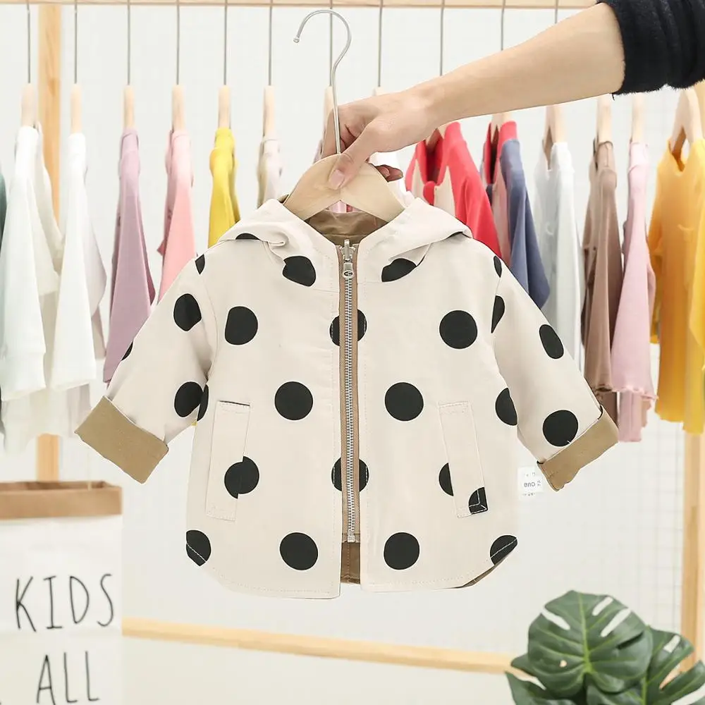 Boys and girls coat autumn 2018 new children's hooded shirt baby wave point two sides wearing windbreaker Children's clothes | Детская