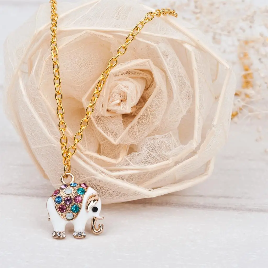 Цепочка с подвеской в виде белого слона 61 см (24 дюйма) 1 шт.|elephant pendant|fashion necklacejewelry
