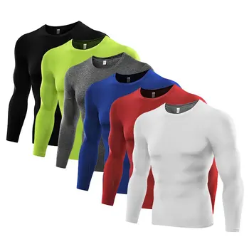 1PC Mens Compression Under Base Layer Top Long Sleeve Tights Sports Quick Dry Rashgard Running T-shirt Gym T Shirt Fitness Shirt 1