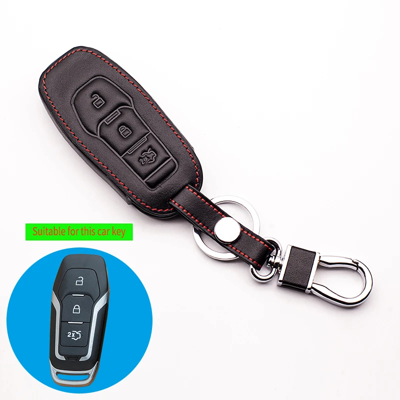 Genuine Leather Key Chain Case Cover For Ford Focus 2 3 4 MK2 MK3 MK4 Fiesta Fusion Mondeo Ecosport Kuga Edge car key cover | Автомобили и