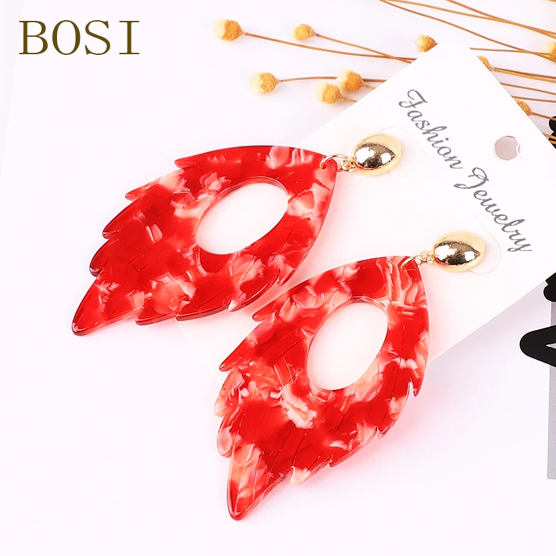 Акриловые серьги для женщин Boho ацетат Висячие висячие серьги модные большие зеленые Богемные аксессуары Геометрические Роскошные трендовые