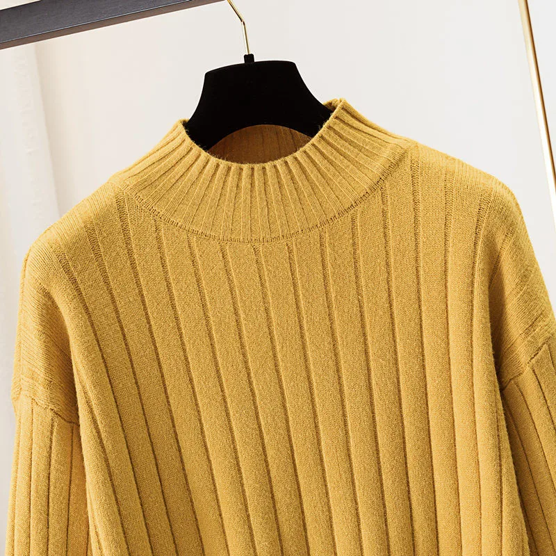 OHRYIYIE Casual Loose Autumn Winter Knit Sweater for Women Long Sleeve Half Turtleneck Knitted Sweaters and Pullovers Jumper | Женская