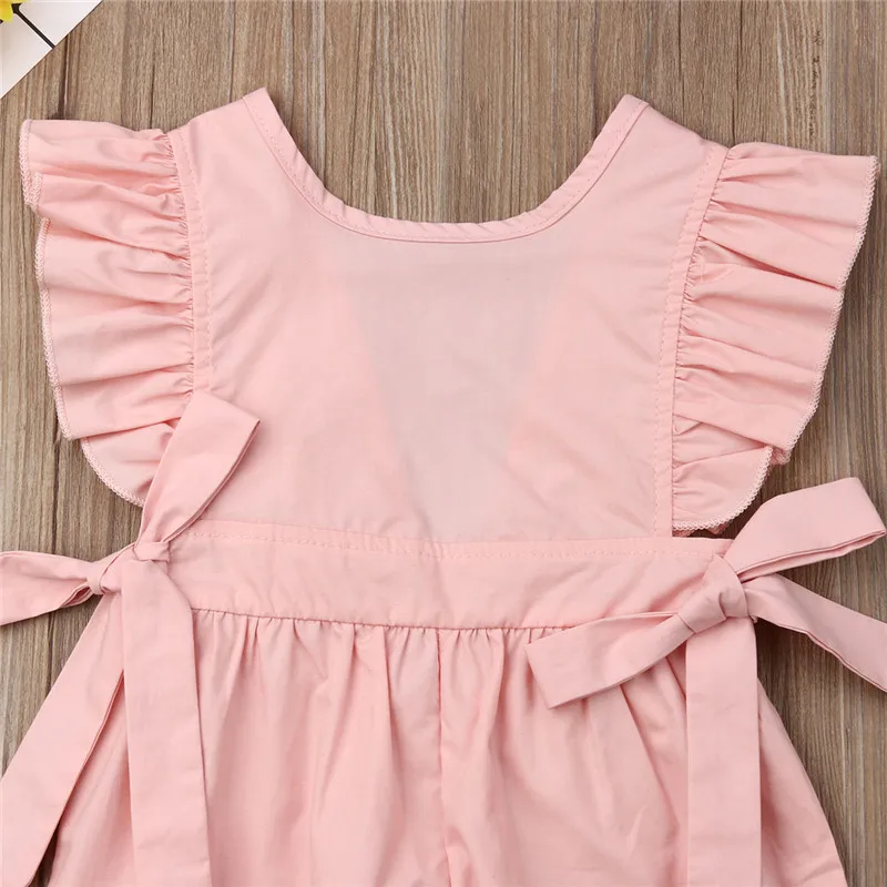 Детский хлопковый комбинезон без рукавов с оборками и открытой спиной|Ромперы| |