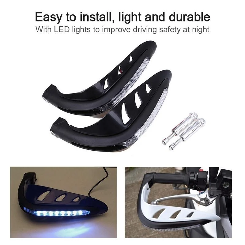 

Hot 1 Pair Motorbike Handbar Protector With LED Daytime Running Lights Handguards BX