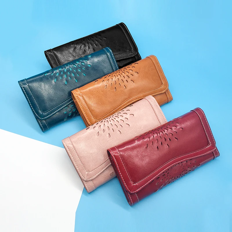 Роскошный брендовый кожаный Дамский кошелек 2019 длинные женские кошельки для