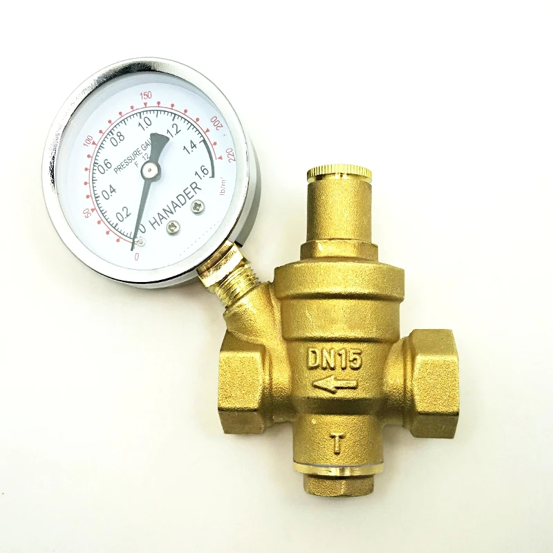 1/2 &quotBSP Женский латунный регулятор сброса давления с манометром для воды|Клапан| |