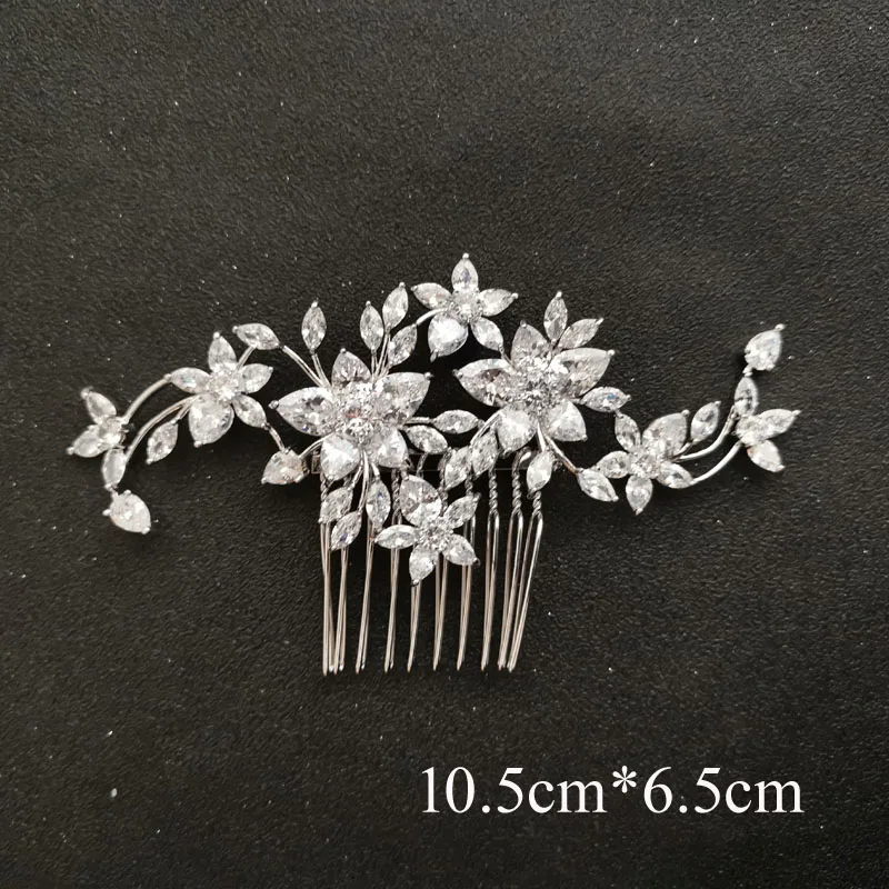 0586 Silver SLBRIDAL роскошный модный Шарм Мода зубец Установка кубического циркония свадебные расческа для волос свадебные женские украшения для девочек аксессуары для волос - Окраска металла: 0586 Silver