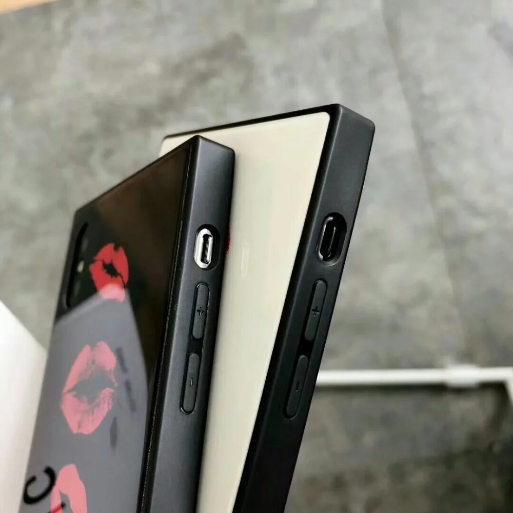 Чехол для iPhone 11 Pro Max Xr XS Max, квадратный чехол Blue Ray из закаленного стекла, сексуальный чехол с красными губами для iPhone X Xs 6 6S 7 8 Plus, чехол