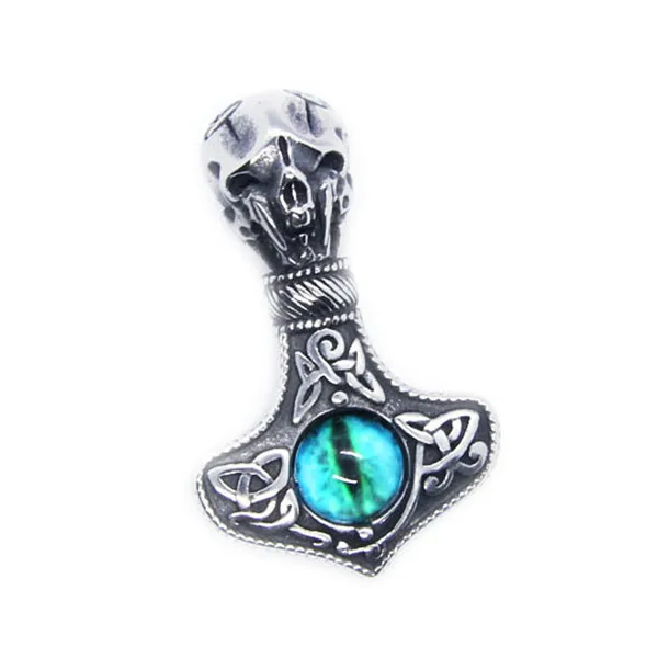 Подвеска-молот Тора из нержавеющей стали модная синяя Байкерская подвеска |