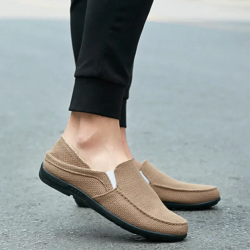 men Summer male Hemp Insole Fisherman Shoes Graffiti stripe Espadrille Casual Boy Canvas Driving Loafers Flats D11-28 | Обувь