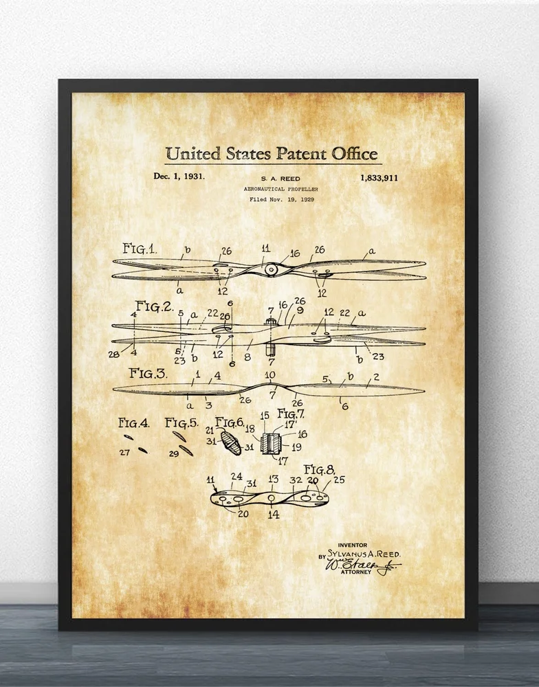 Аэронавтический винт патент схема Настенная картина Настенный декор холст