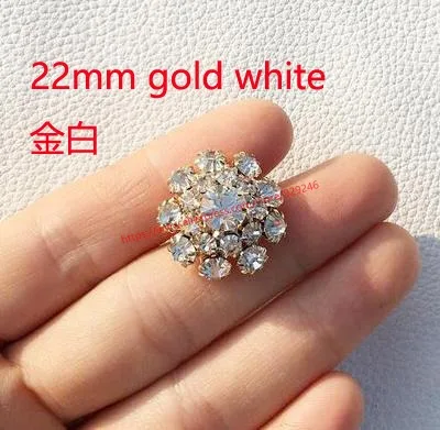 22mm gold white 6 шт./лот, красная Хрустальная пуговица, павлин, зеленый камень, цветок, декоративная пуговица с золотым хвостовиком для пальто, одежды, большая пуговица - Цвет: 22mm gold white