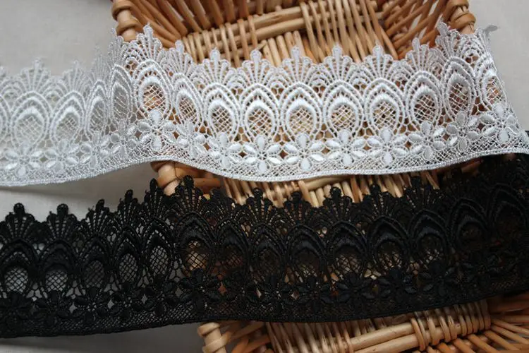 Черно-белые вышитые сетчатые кружевные тканевые Обрезанные ленты шитье своими