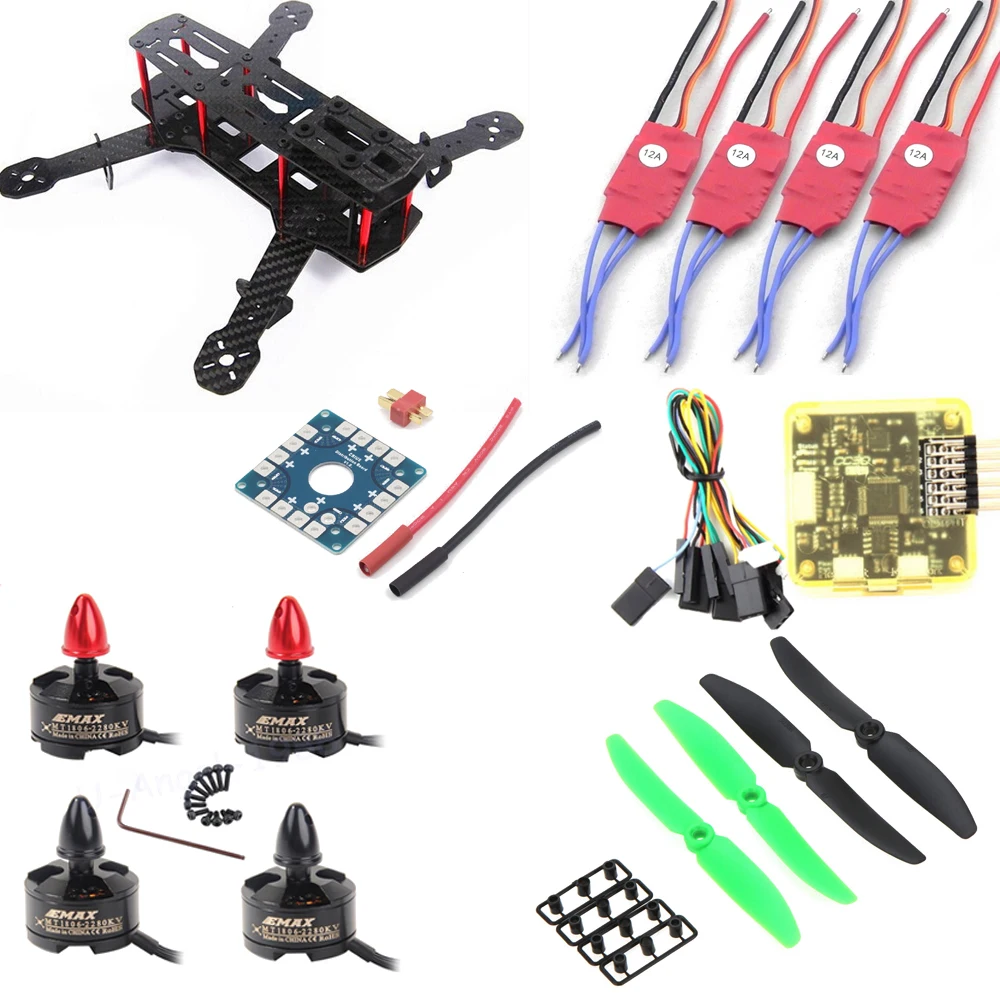 Мини 250 H250 карбоновая рама 1806 2280 бесщеточный двигатель 12A ESC CC3D плата управления 5030