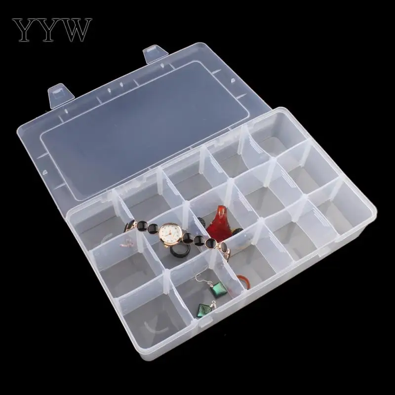 

Diy Wholesale 15 Cells Plastic Lots Adjustable Jewelry Storage Box Case Craft Organizer Beads Container