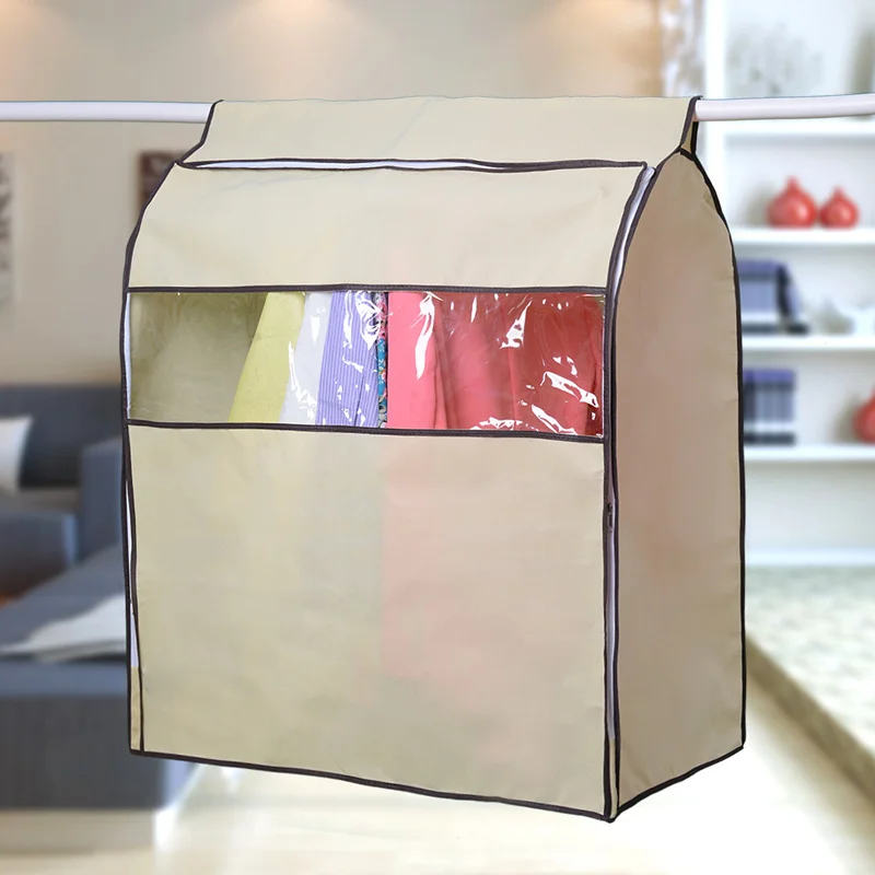 Beige Большой нетканый чехол для одежды костюм платье пальто гардероб ткань пылезащитный чехол стереоскопический чехол для одежды сумка для хранения - Цвет: Beige