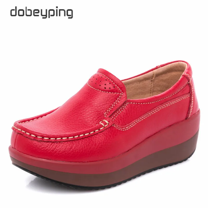 Туфли dobeyping женские из натуральной кожи Мокасины обувь на плоской платформе
