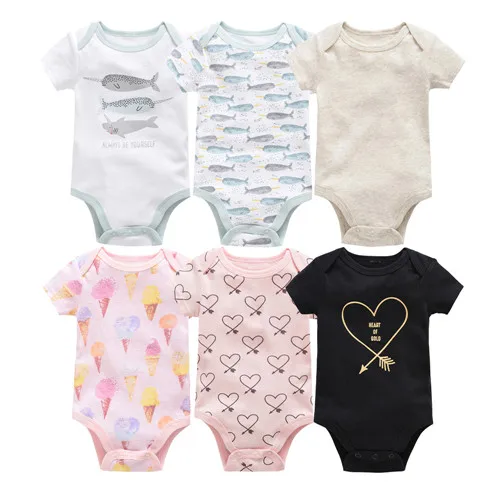 HY22882290 Kavkas/Боди для маленьких девочек 3, 6 предметов, bebe, летняя хлопковая одежда с короткими рукавами для маленьких девочек, комбинезон для новорожденных 0-12 месяцев, Одежда для младенцев - Цвет: HY22882290