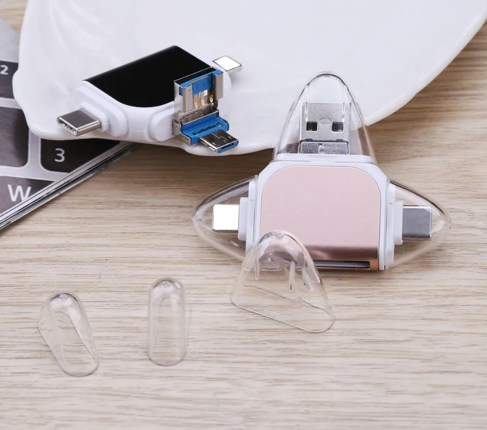 Все в одном 1 SD TF кардридер Тип C SDHC OTG адаптер памяти для iPhone X XS MAX XR 5 6 7 8 iOS Android