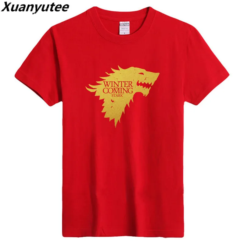 XuanYutee Winter Is Coming Stark T shirt Men Tee Shirt Homme 3XL EU O-neck Short Sleeve GOT Fans Summer Cotton Print | Мужская одежда