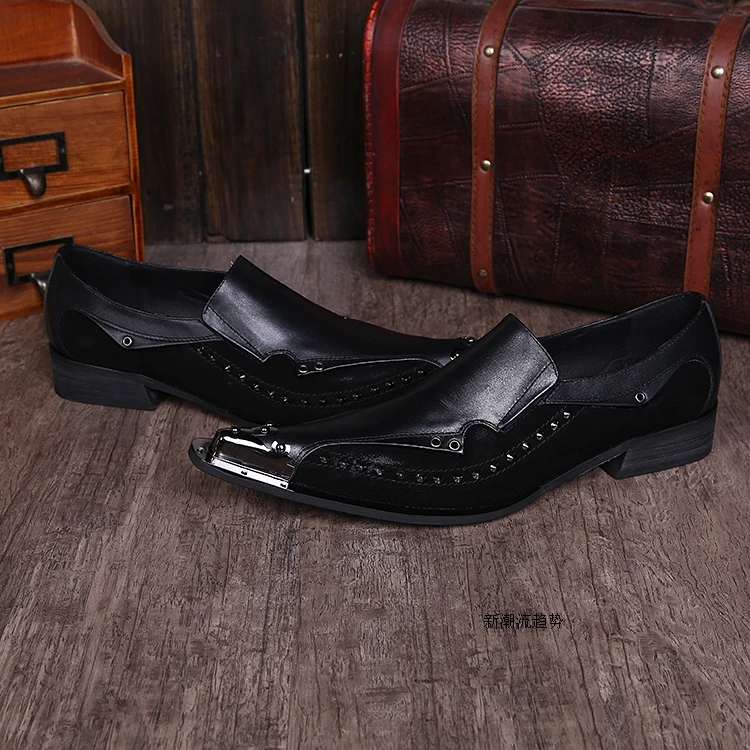 Классические туфли оксфорды из натуральной кожи с металлическим острым