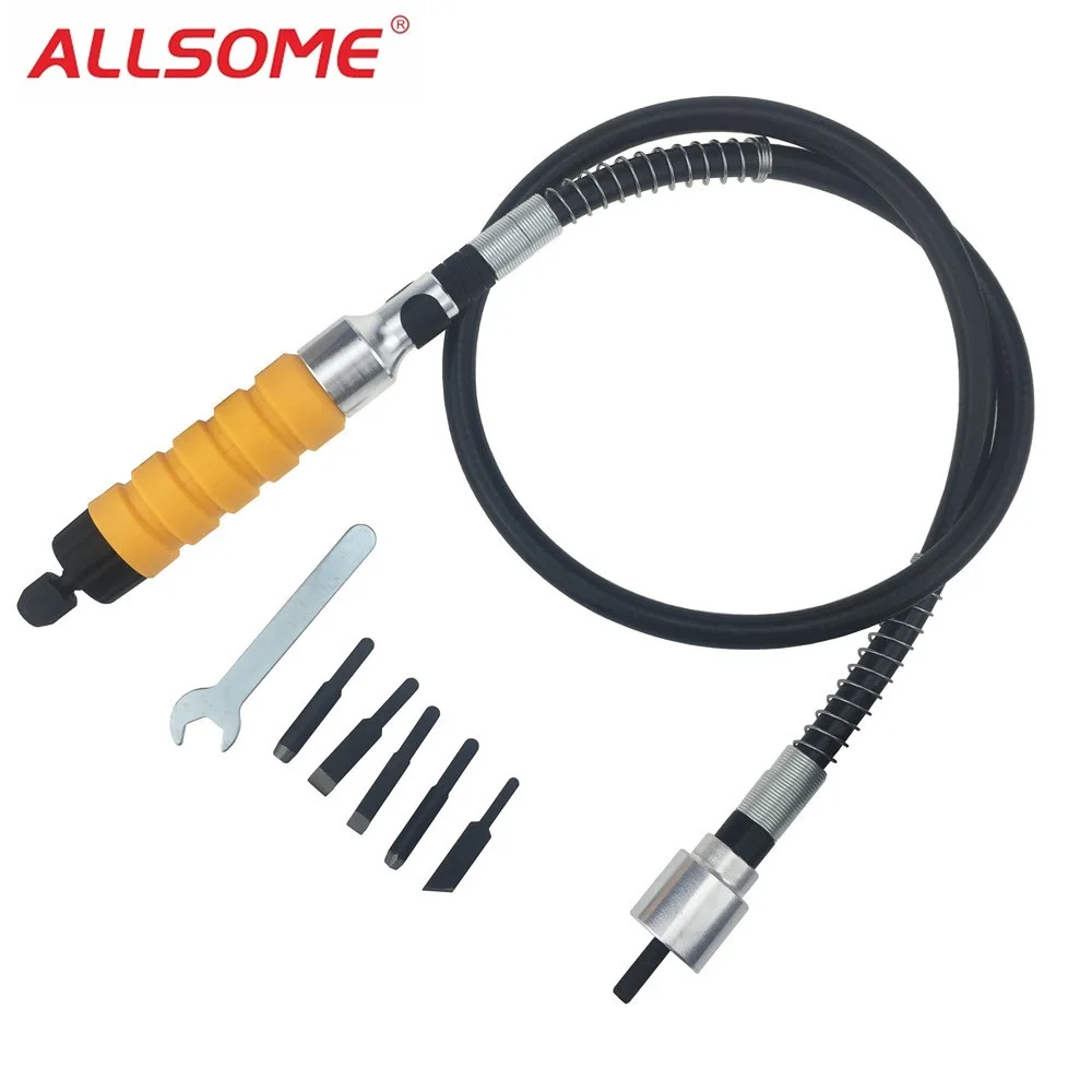 

ALLSOME Wood Chisel Carving Tool Set Flexible Flex Shaft Wrench Electric Chisel + 5 Carving Tips for Woodworking Furniture